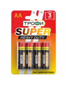 Батарейка ТРОФИ            R6  (4BL)(40)(720) Блистер SUPER HEAVY DUTY Zinc..