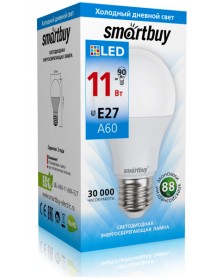 Лампа светодиодная SmartBuy (LED) A60-  11W-6000K E27 Холодный Дневной свет..