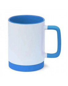 Кружка с квадратной ручкой и силик. осн. внутри Голубая.. Кружка с квадратной ручкой и силик. осн. внутри Голубая..
