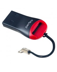 USB-картридер  Perfeo (PF-VI-R007 Black)   MicroSD Black-Red (PF_4256)..