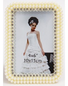 Ф/Рамка пластик DZ601 (2072-46)   ЖЕМЧУГ  10*15 закруглён. края, стразы..