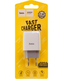 Сетевое Зарядное Устройство 220V- 1*USB выход   Hoco C 72A  2.1A White Fast..