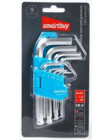 Набор Ключей Шестигранных Smartbuy (SBT-HSS-9)(HEX) c шаром 9 шт, HEX:1.5,2..