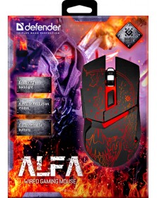 Мышь DEFENDER    GM 703L Alfa   (USB, 3200dpi,Optical) Black Игровая Коробк..