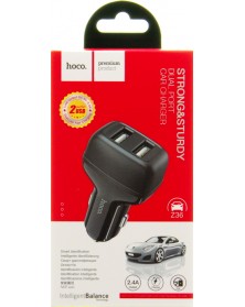Автомобильное Зарядное Устройство 12V- USB 2*USB выхода Hoco Z 36 2.4A,Blac..