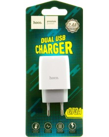 Сетевое Зарядное Устройство 220V- 2*USB выхода  Hoco C 73A  2.1A White..
