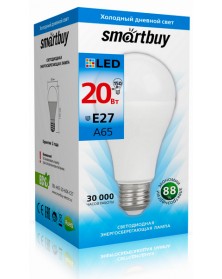 Лампа светодиодная SmartBuy (LED) A60-  20W-6000K E27 Холодный Дневной свет..
