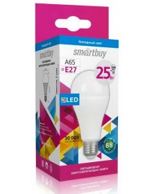 Лампа светодиодная SmartBuy (LED) A65-  25W-6000K E27 Холодный Дневной свет..