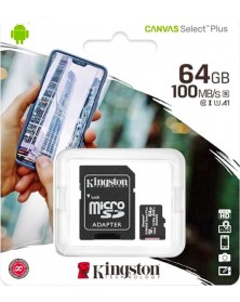 Карта памяти  MicroSDXC     64Gb (Class  10)  Kingston UHS-1 U1 +  Адаптер ..