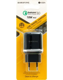 Сетевое Зарядное Устройство 220V- 1*USB выход   Borofone BA 36A  3.0A Black..