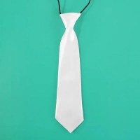 Галстук для сублимации на резинке Атласный белый..