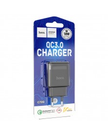 Сетевое Зарядное Устройство 220V- 1*USB выход   Hoco C  72Q  3.0A Black QC ..