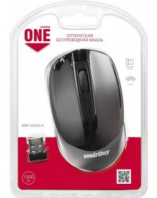 Мышь Smart Buy  332 AG-K               (Nano,1000dpi,Optical) Black Беспров..