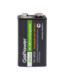 Аккумулятор крона  GoPower 6F22 BL1 NI-MH 9V 250mAh (1/25/100)..