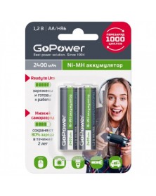 Аккумулятор   GoPower R6 AA BL2 NI-MH 2400mAh RTU Предзаряженный  (2/20)..