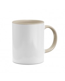 Кружка цветная внутри+цв. ручка Sublimation  ( Кремовая )  330 мл..