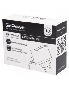 Адаптер/блок питания  GoPower 2.0A 12V 5,5x2,5/12мм для ресивера Триколор Т..