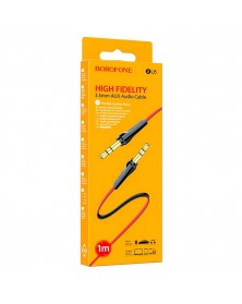 Кабель  AUX 3.5 Jack вилка - 3.5 Jack вилка   1,0 м, Borofone BL  6 Red, ко..