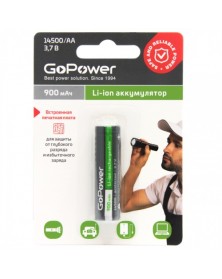 Аккумулятор   Li-ion GoPower 14500 AA BL1 3.7V 900mAh с защитой выс.конт. (..