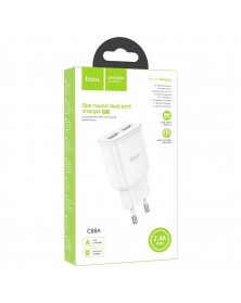 Сетевое Зарядное Устройство 220V- 2*USB выхода  Hoco C 88A  2.4A White..
