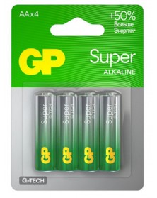 Батарейка GP SUPER  G-tech     LR6  Alkaline  (  4BL) (40)(320)..