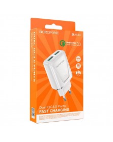 Сетевое Зарядное Устройство 220V- 2*USB выхода  Borofone BA  54A  2.1A,Whit..
