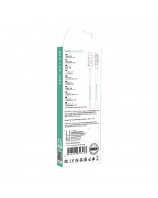 Кабель  USB - MicroUSB Hoco X107 1.0 m,2.4A, White,коробочка Пластик..