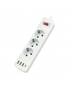 Удлинитель Amper (JH-1081U-2W)            2.0 м  3 розетки  (30) White 10A ..