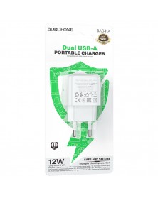 Сетевое Зарядное Устройство 220V- 2*USB выхода  Borofone BAS  41A  2.1A Whi..