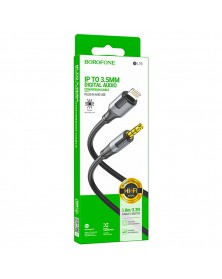 Кабель  AUX 3.5 Jack вилка - 8-pin вилка 1.0 m, Borofone BL 19 Black, короб..