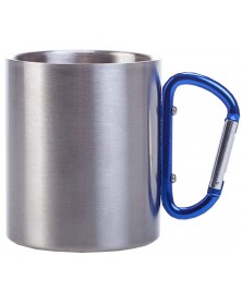 Кружка металлическая с Голубой ручкой в виде карабина 300 мл ..