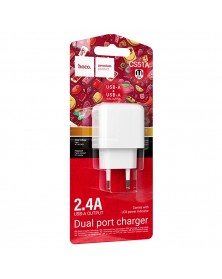 Сетевое Зарядное Устройство 220V- 2*USB выхода  Hoco CS  51A  2.4A White QC..