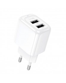 Сетевое Зарядное Устройство 220V- 2*USB выхода  Hoco CS  51A  2.4A White QC..