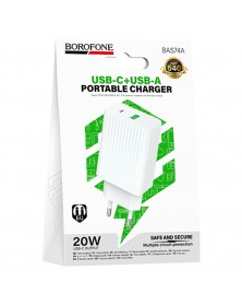 Сетевое Зарядное Устройство 220V- 1*Type-C выход + 1*USB  Borofone BAS74A  ..
