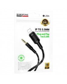 Кабель  AUX 3.5 Jack вилка - 8-pin вилка 1.0 m, Borofone BL 25 А Black, кор..