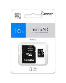 Карта памяти  MicroSDHC     16Gb (Class  10)  SmartBuy +  Адаптер SD UHS-1..
