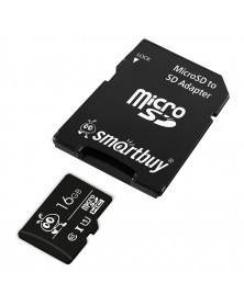 Карта памяти  MicroSDHC     16Gb (Class  10)  SmartBuy +  Адаптер SD UHS-1..