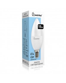 Лампа светодиодная SmartBuy (LED) C37-  15W-4000K E14 Белый свет Свеча..