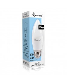Лампа светодиодная SmartBuy (LED) C37-  15W-4000K E27 Белый свет Свеча..