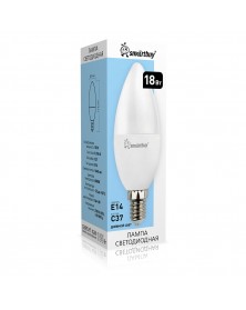 Лампа светодиодная SmartBuy (LED) C37-  18W-4000K E14 Белый свет Свеча..