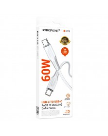 Кабель  Type-C - Type-C Borofone BX119 1.0 m,3.0A, White, коробочка Пластик..