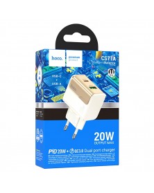 Сетевое Зарядное Устройство 220V- 1*Type-C выход + 1*USB  Hoco CS71A  3.0A ..
