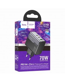 Сетевое Зарядное Устройство 220V- 2*Type-C выхода + 1*USB  Hoco CS75A  3.0A..