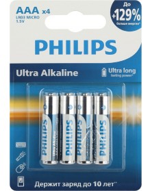 Батарейка PHILIPS           LR03 ААА  Alkaline ( 4BL) ULTRA  1,5 V  (48)(14..