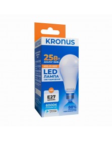 Лампа светодиодная KRONUS (LED) A65-  25W-6000K E27 Холодный Дневной свет (..