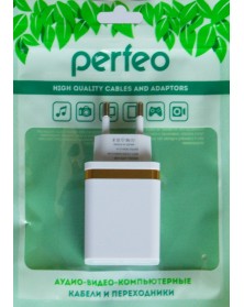 Сетевое Зарядное Устройство 220V- 2*USB выхода Perfeo (I4658) 2.1A,White..